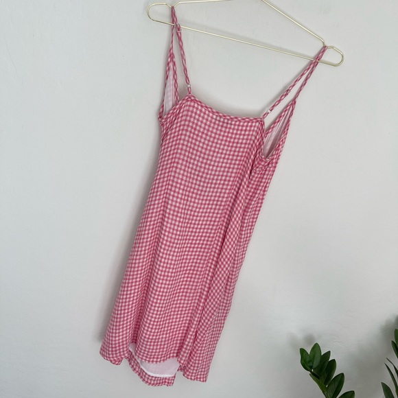 Rails Malia Linen Blend Wrap Mini Dress In Pink Gingham Size XS NWT - Picture 6 of 10